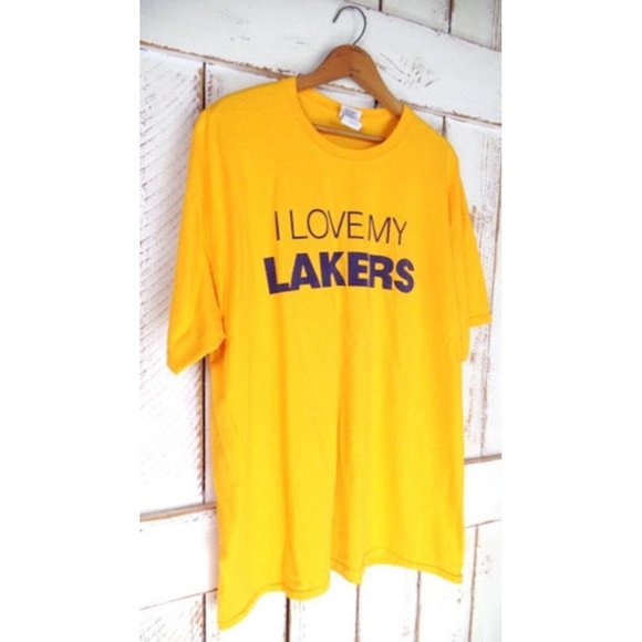Yellow I love my Lakers basketball cotton tshirt - Picture 6 of 6